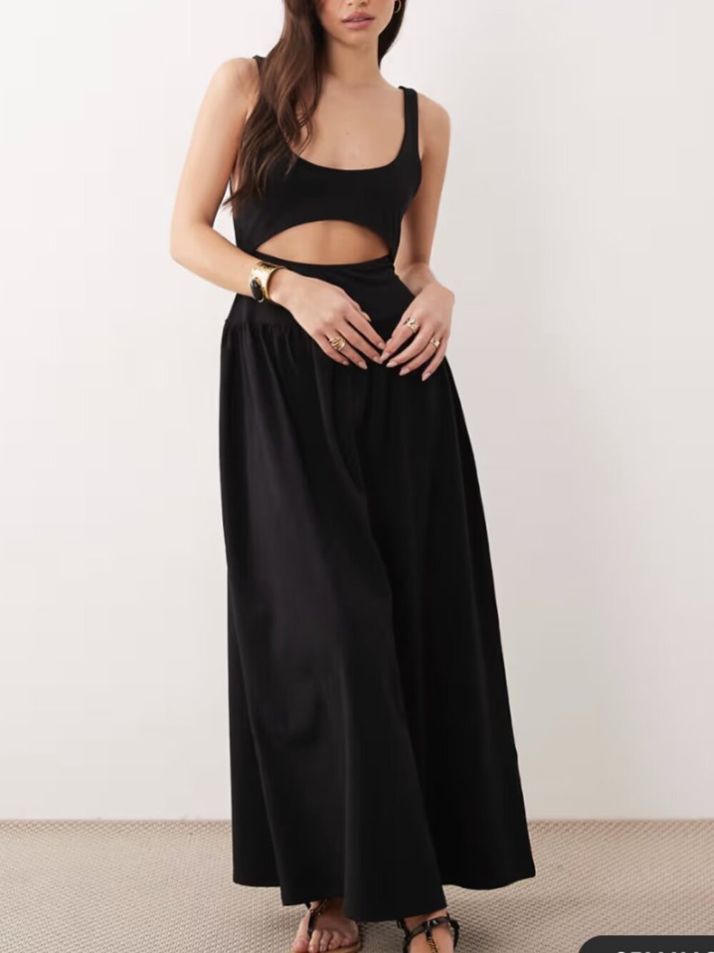 ASOS DESIGN Cut Out Detail Dress Maxi Black Size 10